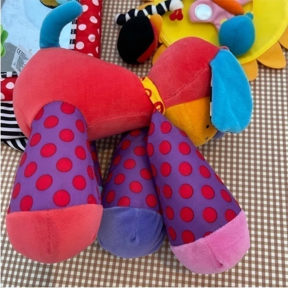 Tummy‎ time mirror/Lamaze puppy squeaker/ IKEA colorful mobile
